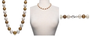 Macy's White & Chocolate Cultured Freshwater Pearl (9-1/2-10-1/2mm) 17-1/2" Collar Necklace